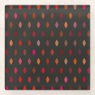 Diamond Shapes In Shades Of Red Glass Coaster