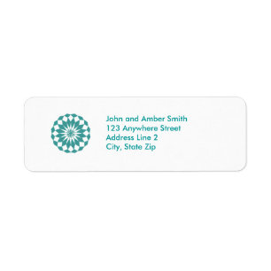 Diamond Shapes in Teal Turquoise, Mandala Address Return Address Label