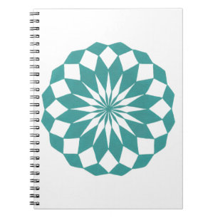 Diamond Shapes in Teal Turquoise, Mandala Notebook