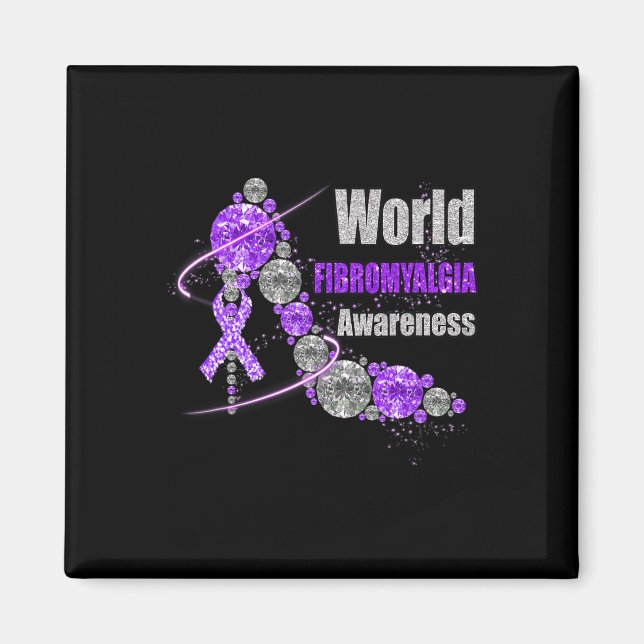 Diamond Shoes World Fibromyalgia Awareness Warrior Magnet (Front)