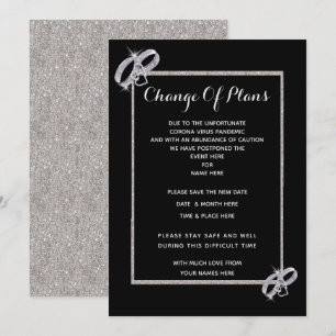 Diamond Silver Wedding Rings Change Of Plans Invitation