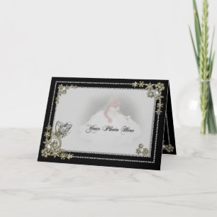 Diamond Snow Flake & Heart Winter Photo Card