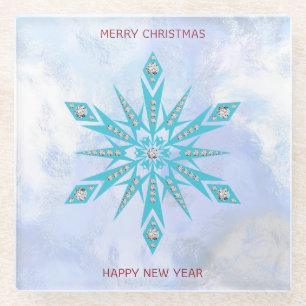 Diamond Snowflake Glass Coaster