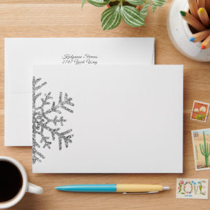 Diamond Snowflake on White Wedding Envelope