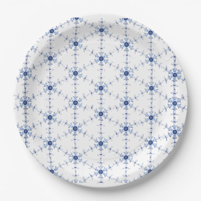 Diamond Snowflake Pattern Paper Plate (Front)
