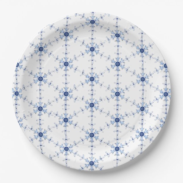 Diamond Snowflake Pattern Paper Plate (Front)