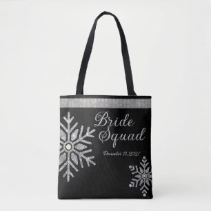 Diamond Snowflake Wedding Bridesmaid Tote Bag