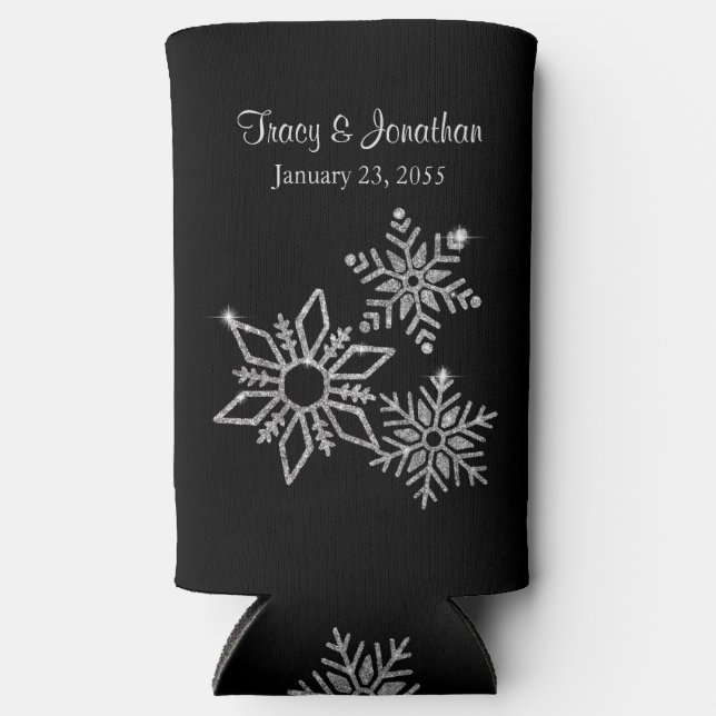 Diamond Snowflake Wedding Seltzer Can Cooler (Front)