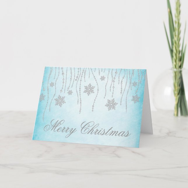 Diamond Snowflakes Christmas Holiday Greeting Card (Front)
