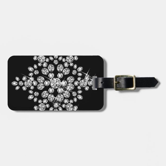 Diamond Snowflakes Luggage Tag (Front Horizontal)