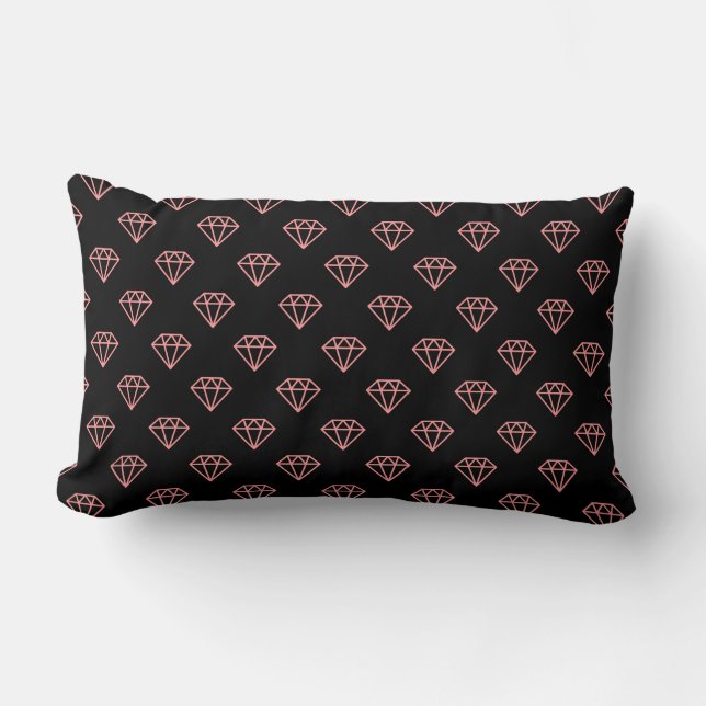 Diamond - Soft Pink on Black Lumbar Cushion (Front)