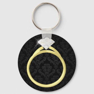 Diamond Solitaire Ring Key Ring