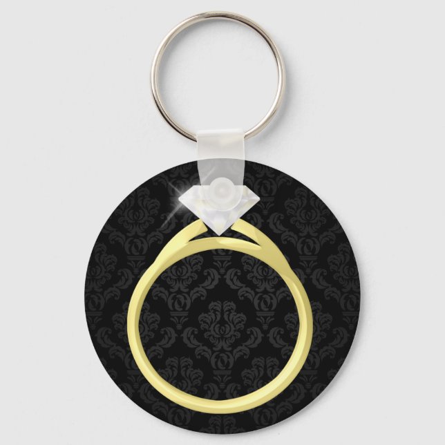 Diamond Solitaire Ring Key Ring (Front)