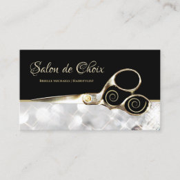 Diamond Sparkle Salon Gold Hairstylist Scissors Business Card