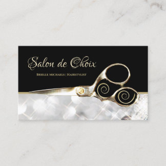Diamond Sparkle Salon Gold Hairstylist Scissors Business Card