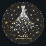 Diamond sparkling gown classic round sticker<br><div class="desc">Perfect for all birthday occassions: sweet 16,  quinceanera,  bridal shower,  etc. Available in different products.</div>