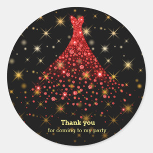 Diamond sparkling gown classic round sticker