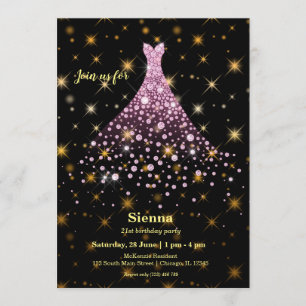 Diamond sparkling gown invitation