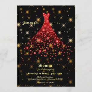 Diamond sparkling gown invitation