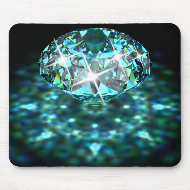 Diamond sparkly gemstone elegant teal black mouse pad (Front)