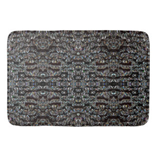 Diamond sparkly pattern elegant silver and black bath mat