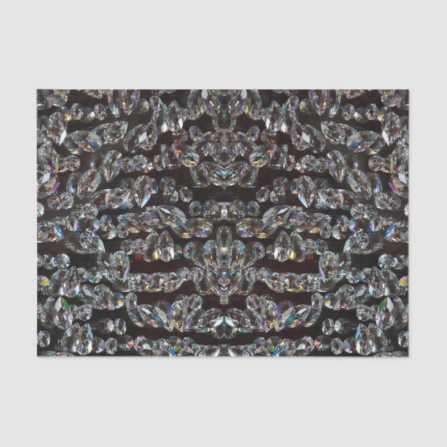 Diamond sparkly pattern elegant silver and black tissue paper (Front)