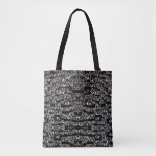 Diamond sparkly pattern elegant silver and black tote bag