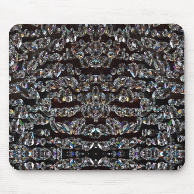Diamond sparkly pattern elegant silver black mouse pad (Front)