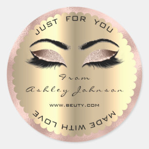 Diamond Sparkly Pink Eyes Lash Made With Love Classic Round Sticker