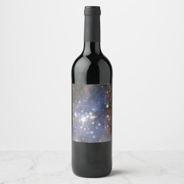 Diamond Stars in Carina Nebula Hubble Space Wine Label (Front)