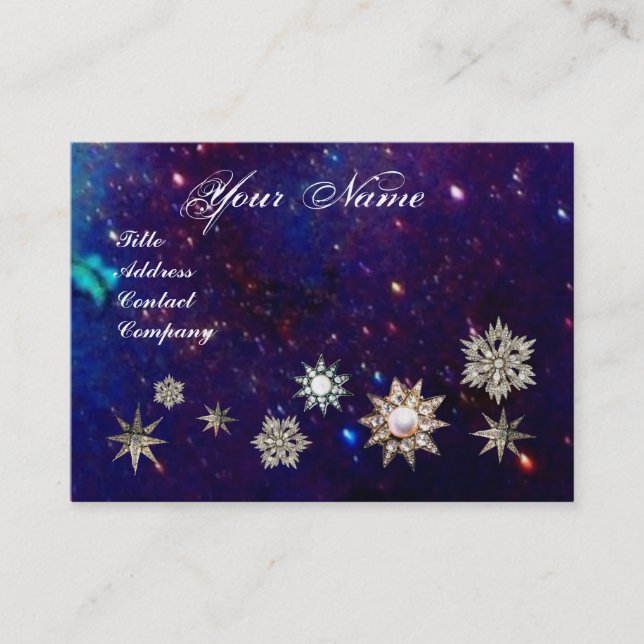 DIAMOND STARS MONOGRAM,blue sparkles Business Card (Front)
