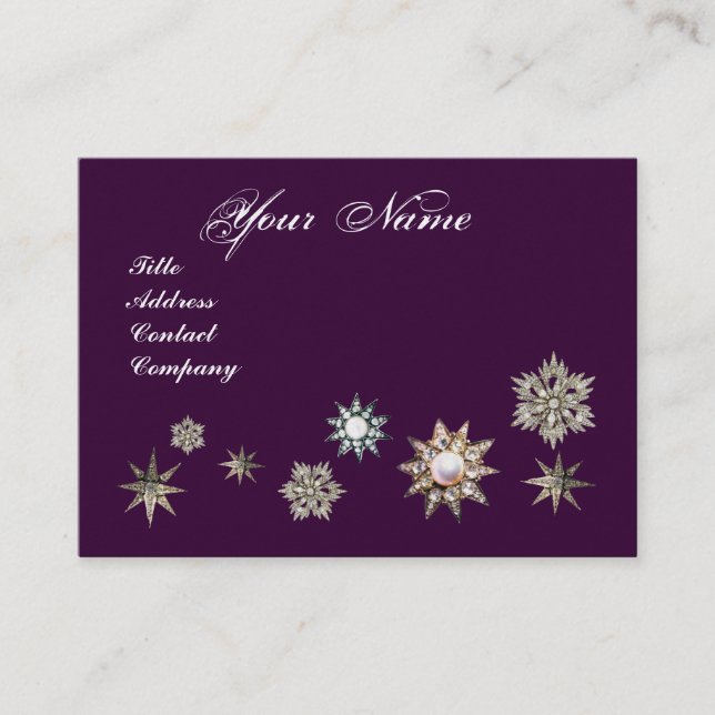 DIAMOND STARS MONOGRAM,purple blue sparkles Business Card (Front)