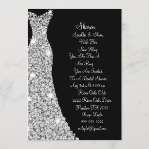 Diamond Studded Wedding Dress Bridal Invitation