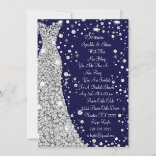 Diamond Studded Wedding Dress Bridal Invitation