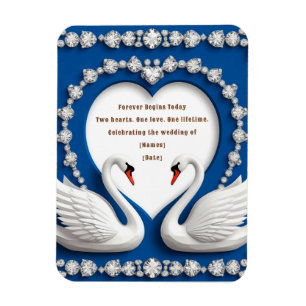 Diamond Swan Blue Wedding Love Arch Design Magnet
