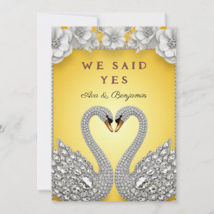 Diamond Swan Pair Luxury Romance Theme Invitation