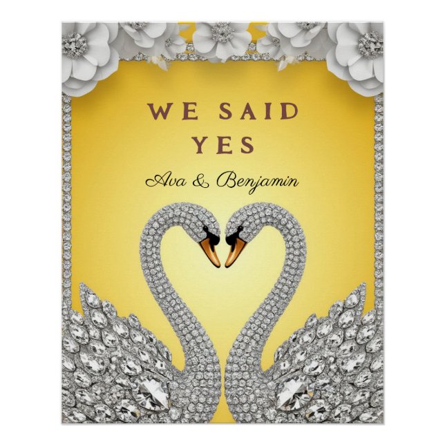 Diamond Swan Pair Luxury Romance Theme Poster (Front)