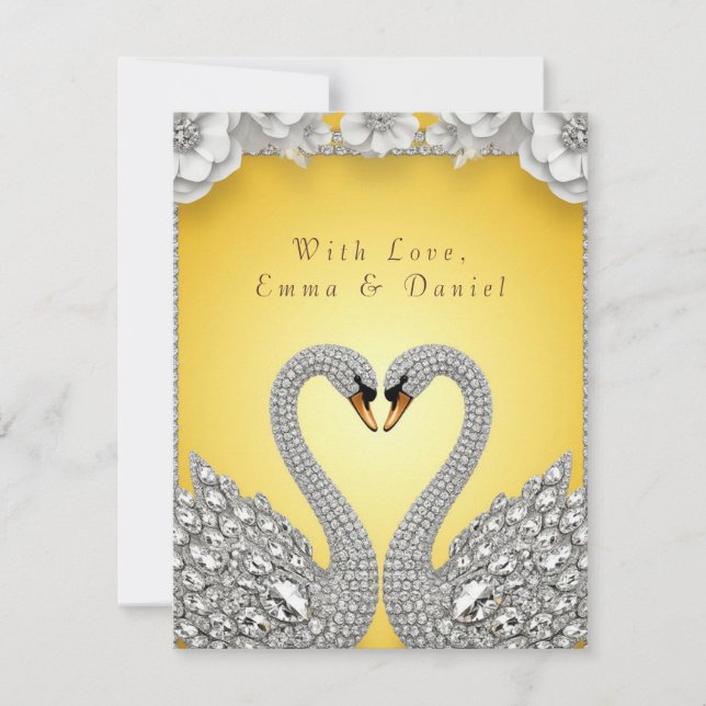 🌸 Diamond Swans Mirrored Romantic Layout✨ RSVP Card (Front)