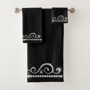 Diamond Swirl (Black) Bath Towel Set