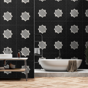 Diamond Swirl Black Polka Dots  Wallpaper