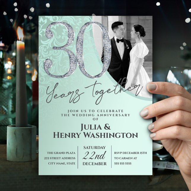 Diamond Texture 30th Wedding Anniversary   Invitation (Creator Uploaded)