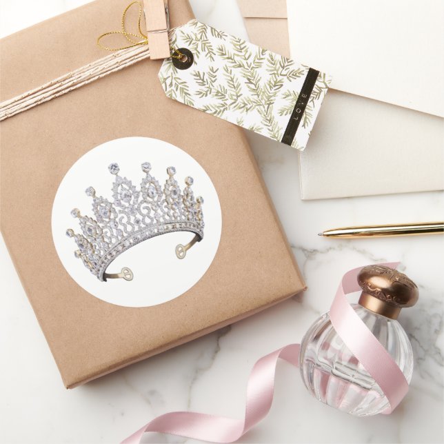  diamond tiara gift classic round sticker (Gifting)