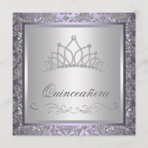 Diamond Tiara Purple Quinceanera Invitation