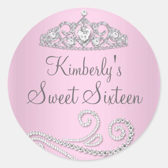 Diamond Tiara Sweet Sixteen Sticker (Front)