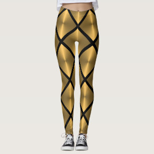 Diamond Tile Pattern Gold Leggings