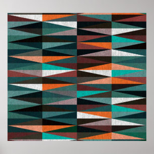 Diamond Tiles: Colourful Floor Mosaic Poster