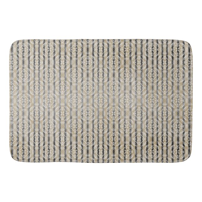 Diamond Tiles & Stripes Pattern Bath Mat (Front)