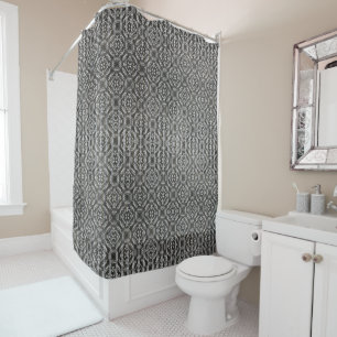 Diamond Tiles & Stripes Pattern Shower Curtain
