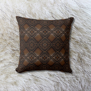 Diamond Tooled Leather Look Pattern Cushion