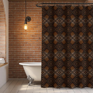 Diamond Tooled Leather Look Pattern Shower Curtain